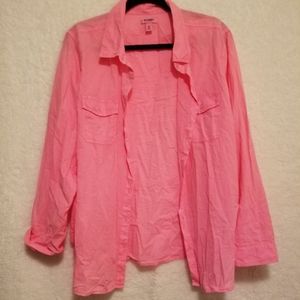 Old Navy neon pink button down oversized shirt